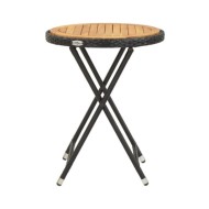 Table à thé Noir 60 cm Résine tressée et bois d'acacia solide