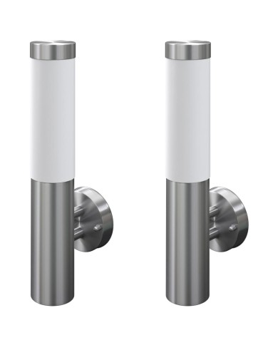2 appliques murales cylindriques en acier inoxydable