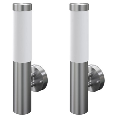 2 appliques murales cylindriques en acier inoxydable