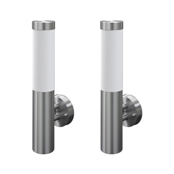 2 appliques murales cylindriques en acier inoxydable