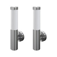 2 appliques murales cylindriques en acier inoxydable