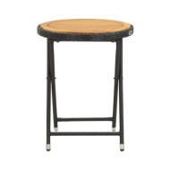 Table à thé Noir 60 cm Résine tressée et bois d'acacia solide
