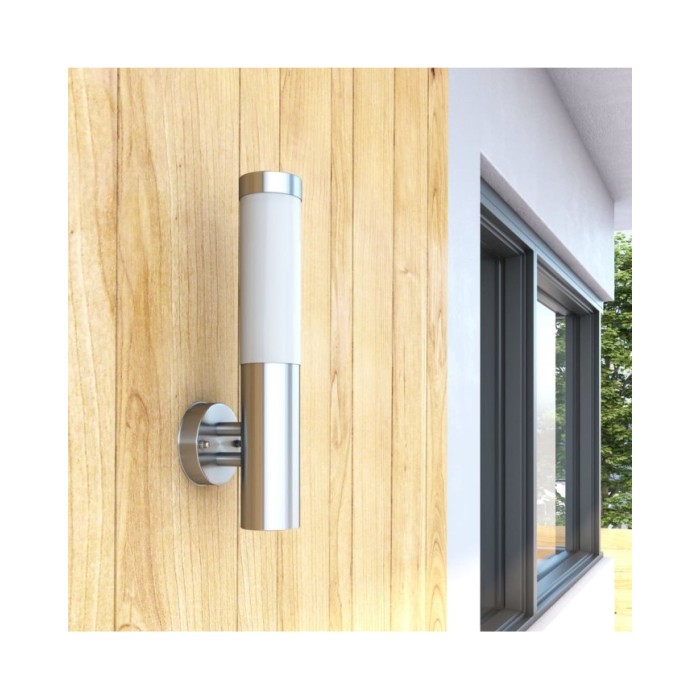 2 appliques murales cylindriques en acier inoxydable