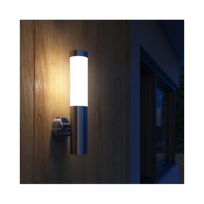 2 appliques murales cylindriques en acier inoxydable