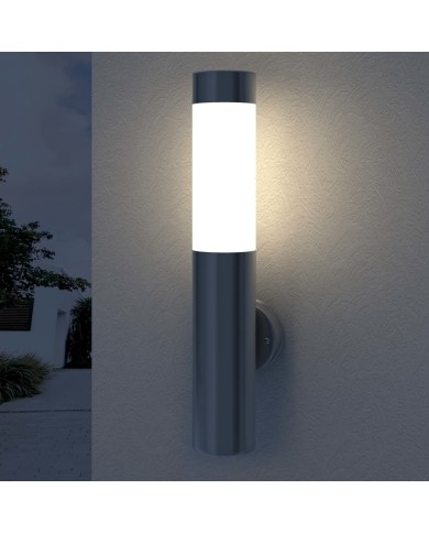 2 appliques murales cylindriques en acier inoxydable