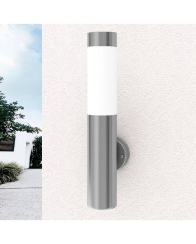 2 appliques murales cylindriques en acier inoxydable