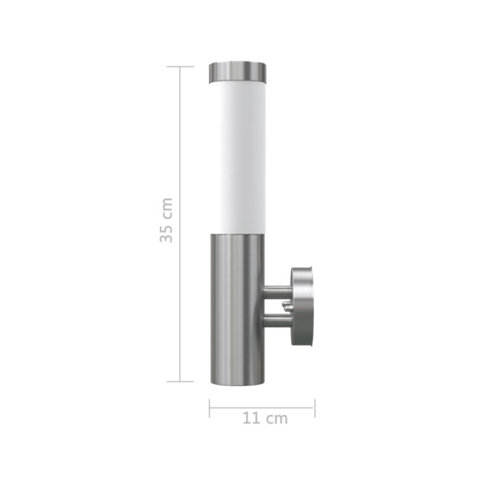 2 appliques murales cylindriques en acier inoxydable