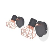 Lampe murale 2 pcs E14 Noir et Cuivre 