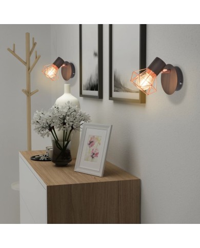 Lampe murale 2 pcs E14 Noir et Cuivre 