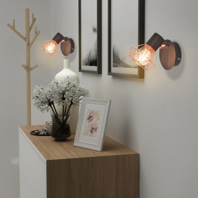 Lampe murale 2 pcs E14 Noir et Cuivre 