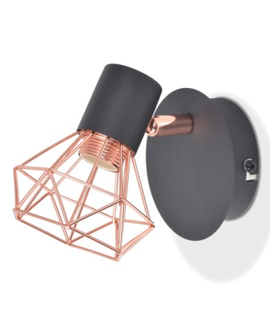Lampe murale 2 pcs E14 Noir et Cuivre 