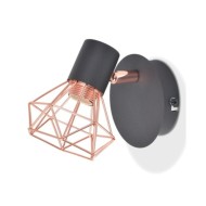 Lampe murale 2 pcs E14 Noir et Cuivre 