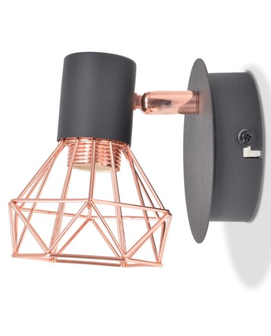 Lampe murale 2 pcs E14 Noir et Cuivre 