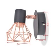 Lampe murale 2 pcs E14 Noir et Cuivre 