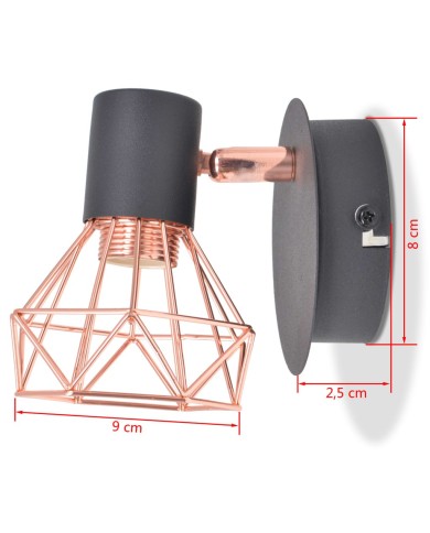 Lampe murale avec 2 ampoules LED à incandescence 2 pcs 8 W