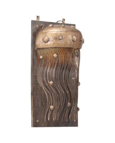 Lampe murale en forme de méduse Fer et bois massif de manguier
