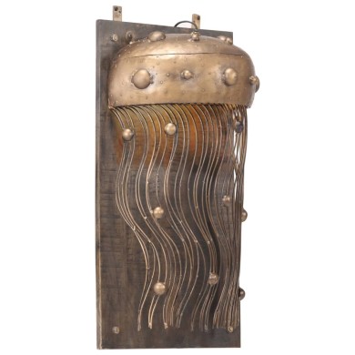Lampe murale en forme de méduse Fer et bois massif de manguier