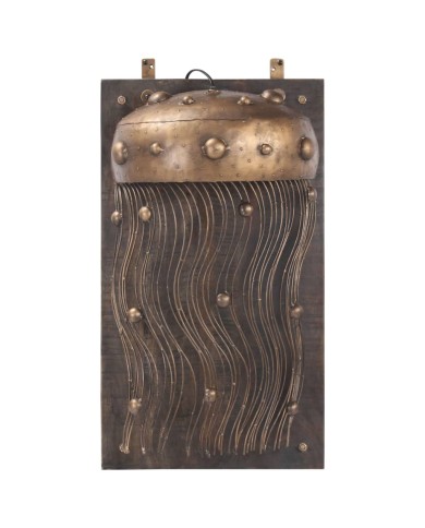 Lampe murale en forme de méduse Fer et bois massif de manguier