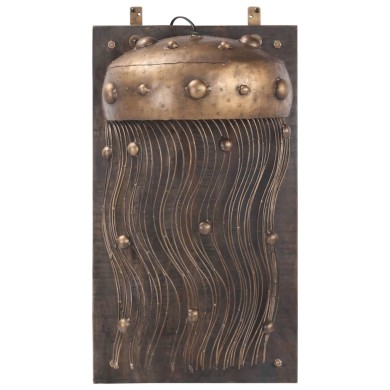 Lampe murale en forme de méduse Fer et bois massif de manguier