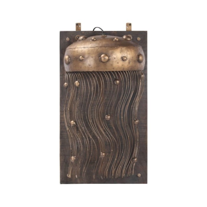 Lampe murale en forme de méduse Fer et bois massif de manguier