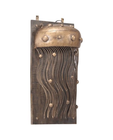 Lampe murale en forme de méduse Fer et bois massif de manguier