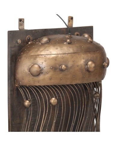 Lampe murale en forme de méduse Fer et bois massif de manguier