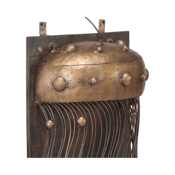Lampe murale en forme de méduse Fer et bois massif de manguier