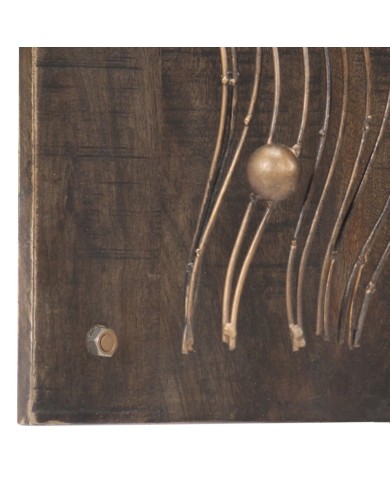 Lampe murale en forme de méduse Fer et bois massif de manguier