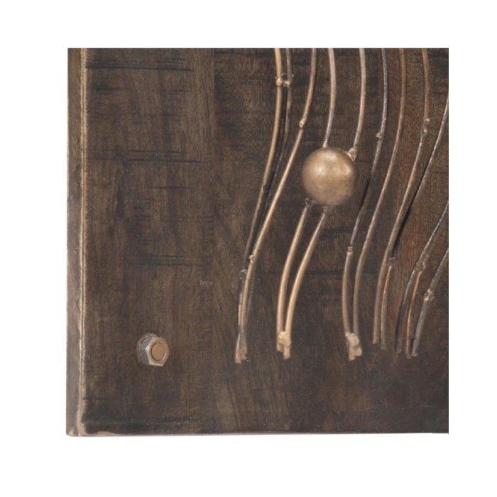 Lampe murale en forme de méduse Fer et bois massif de manguier