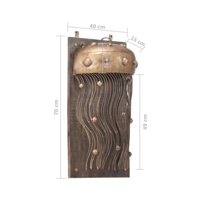 Lampe murale en forme de méduse Fer et bois massif de manguier