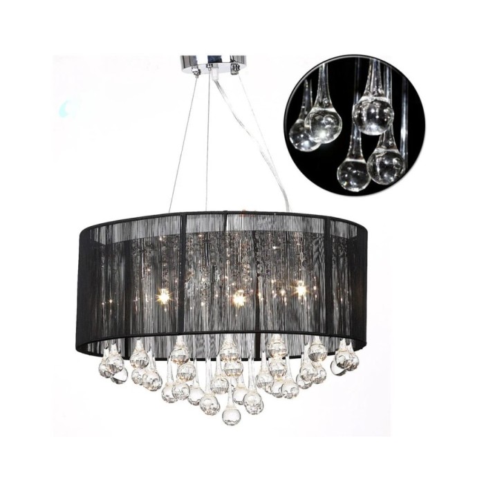 Lustre avec 85 cristaux Noir