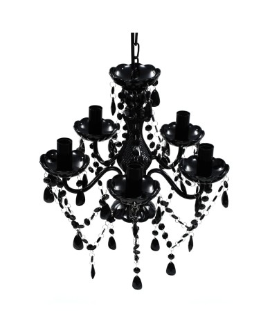 Lustre avec 5 ampoules Crystal noir