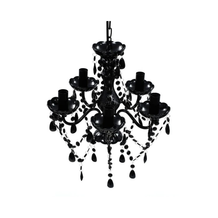 Lustre avec 5 ampoules Crystal noir