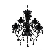 Lustre avec 5 ampoules Crystal noir