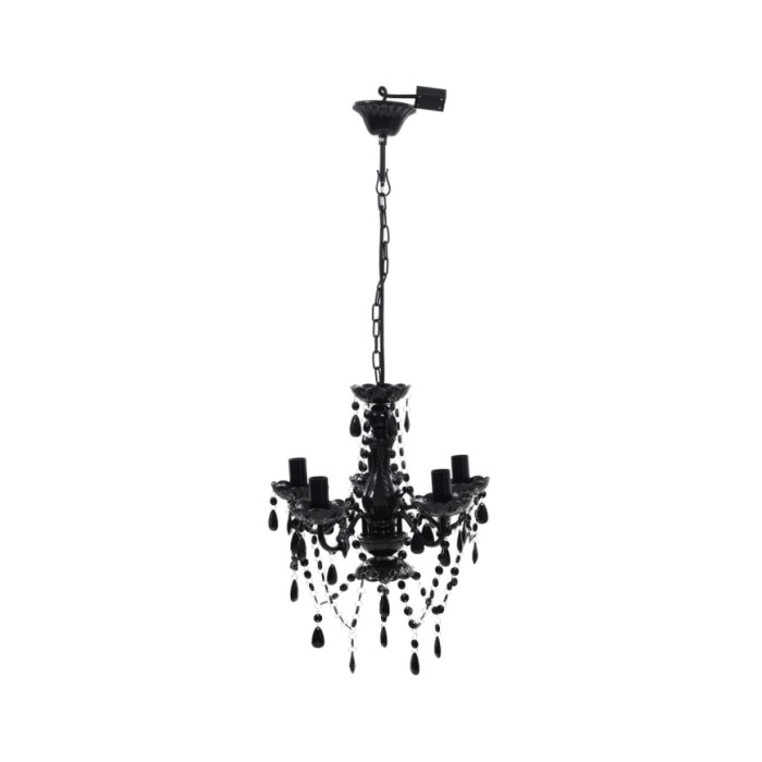 Lustre avec 5 ampoules Crystal noir