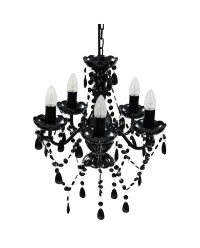 Lustre avec 5 ampoules Crystal noir
