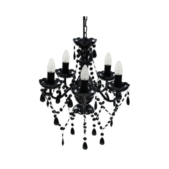 Lustre avec 5 ampoules Crystal noir