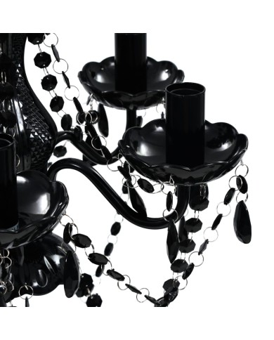 Lustre avec 5 ampoules Crystal noir