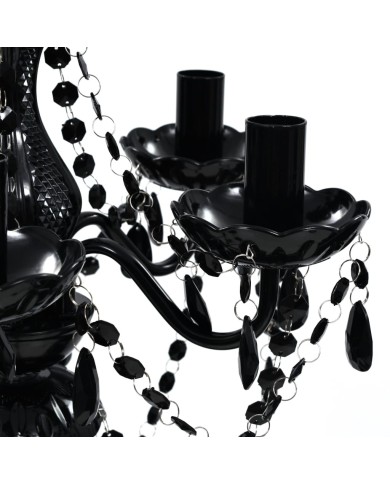 Lustre avec 5 ampoules Crystal noir