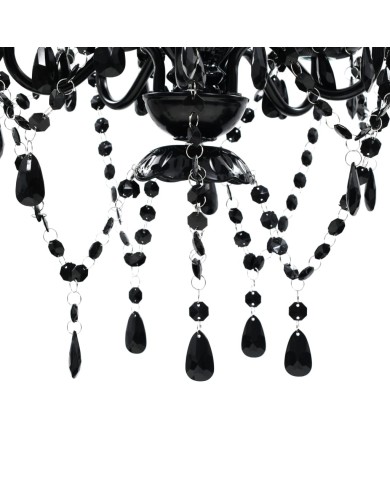Lustre avec 5 ampoules Crystal noir