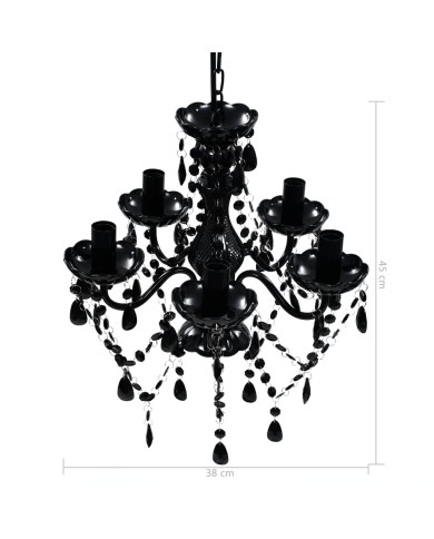 Lustre avec 5 ampoules Crystal noir