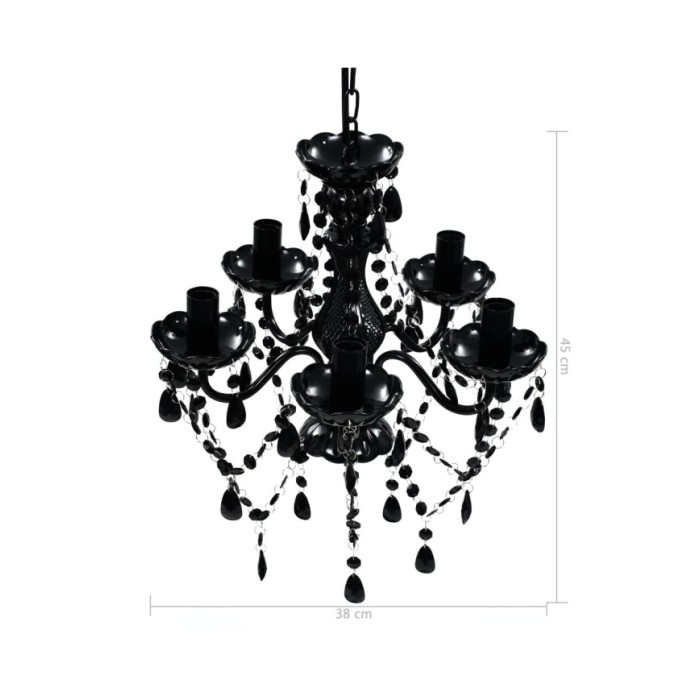 Lustre avec 5 ampoules Crystal noir
