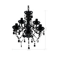 Lustre avec 5 ampoules Crystal noir