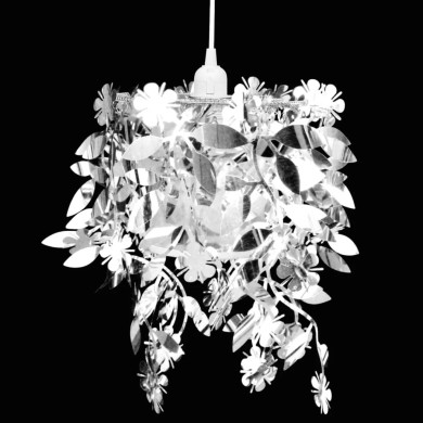 Lustre suspendu à feuilles paillette 21,5 x 30 cm Argenté 