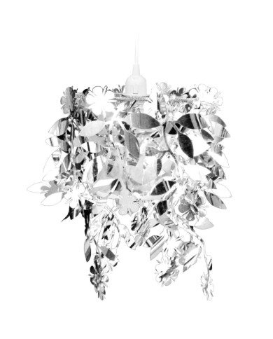 Lustre suspendu à feuilles paillette 21,5 x 30 cm Argenté 