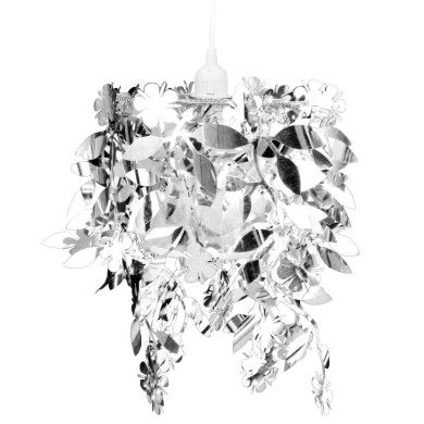 Lustre suspendu à feuilles paillette 21,5 x 30 cm Argenté 