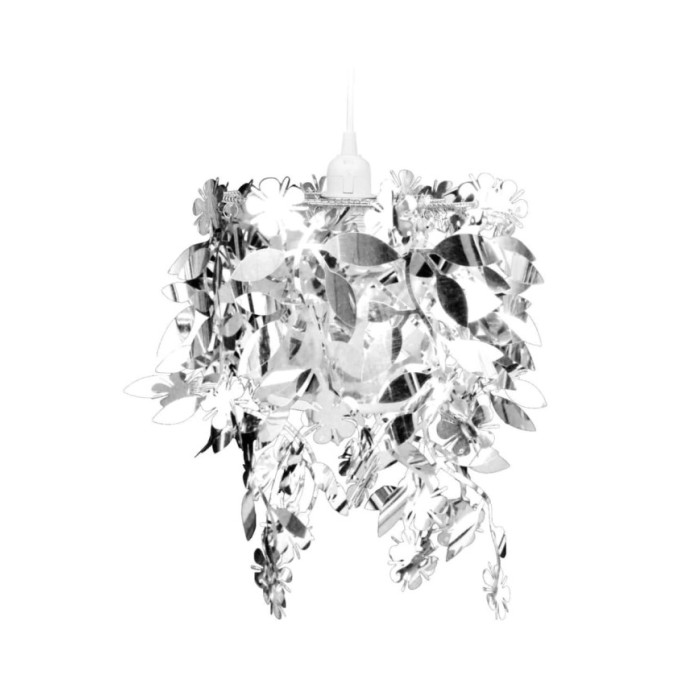 Lustre suspendu à feuilles paillette 21,5 x 30 cm Argenté 