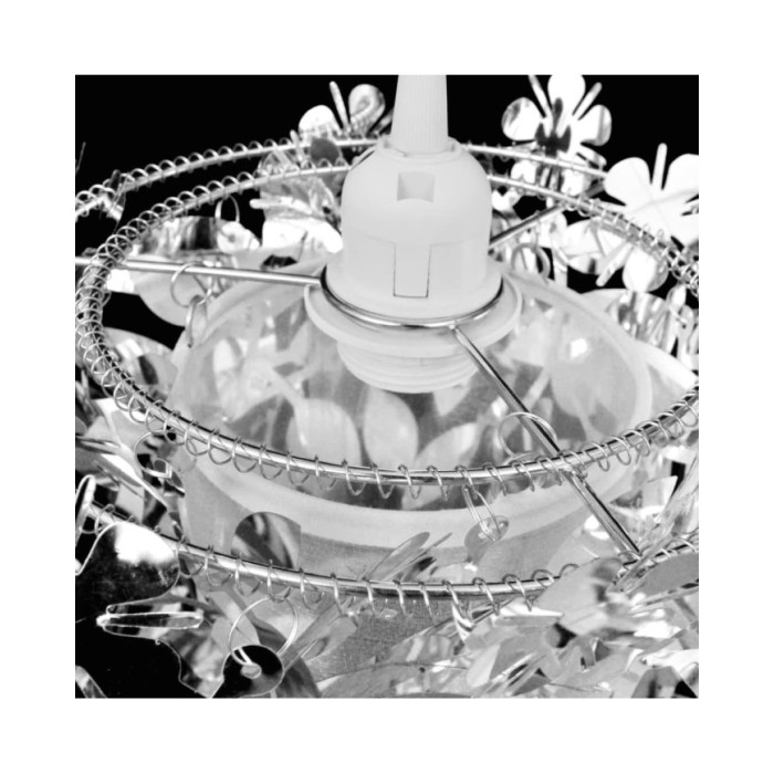 Lustre suspendu à feuilles paillette 21,5 x 30 cm Argenté 