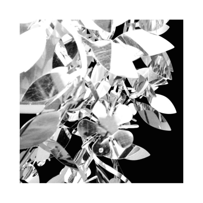 Lustre suspendu à feuilles paillette 21,5 x 30 cm Argenté 