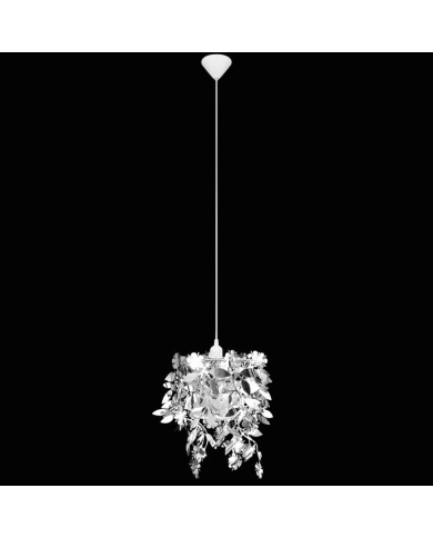 Lustre suspendu à feuilles paillette 21,5 x 30 cm Argenté 